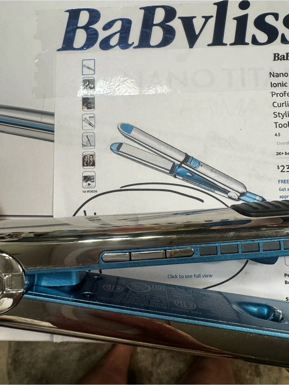 BaBylissPRO Chrome Curling Iron - Silver with Blue Accent